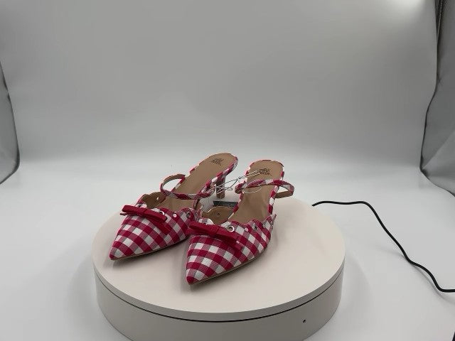 Women's Lysandra Gingham Eyelet Kitten Heels - Wild Fable Red 6.5: Slip-On Pumps, Pointed Toe, 2" Louis Heel, Medium Width