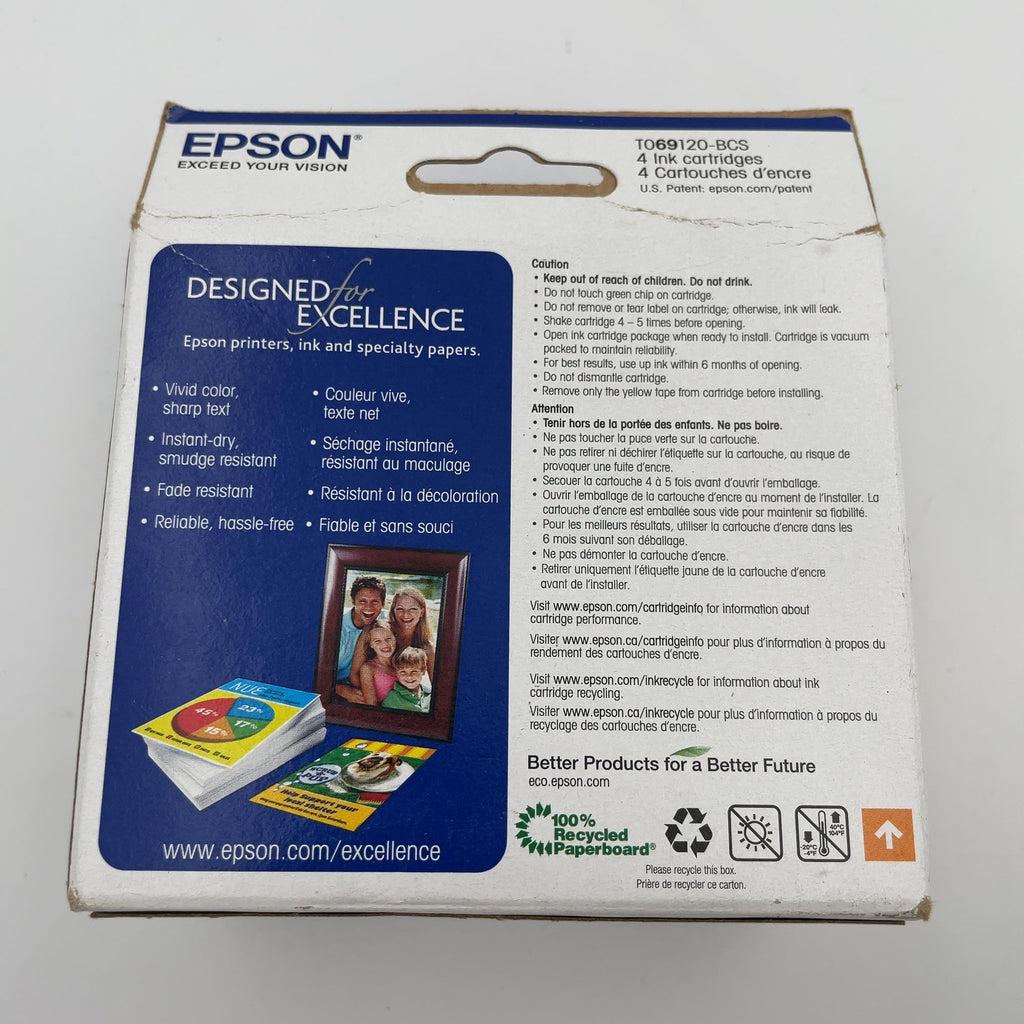 Epson 69 4Pk Combo Ink Cartridges - Black/Cyan/Magenta/Yellow (T069120Bcs): Epson Printer Ink Series, Standard Yield (Please Be Advised That Sets May Be Missing Pieces Or Otherwise Incomplete.)