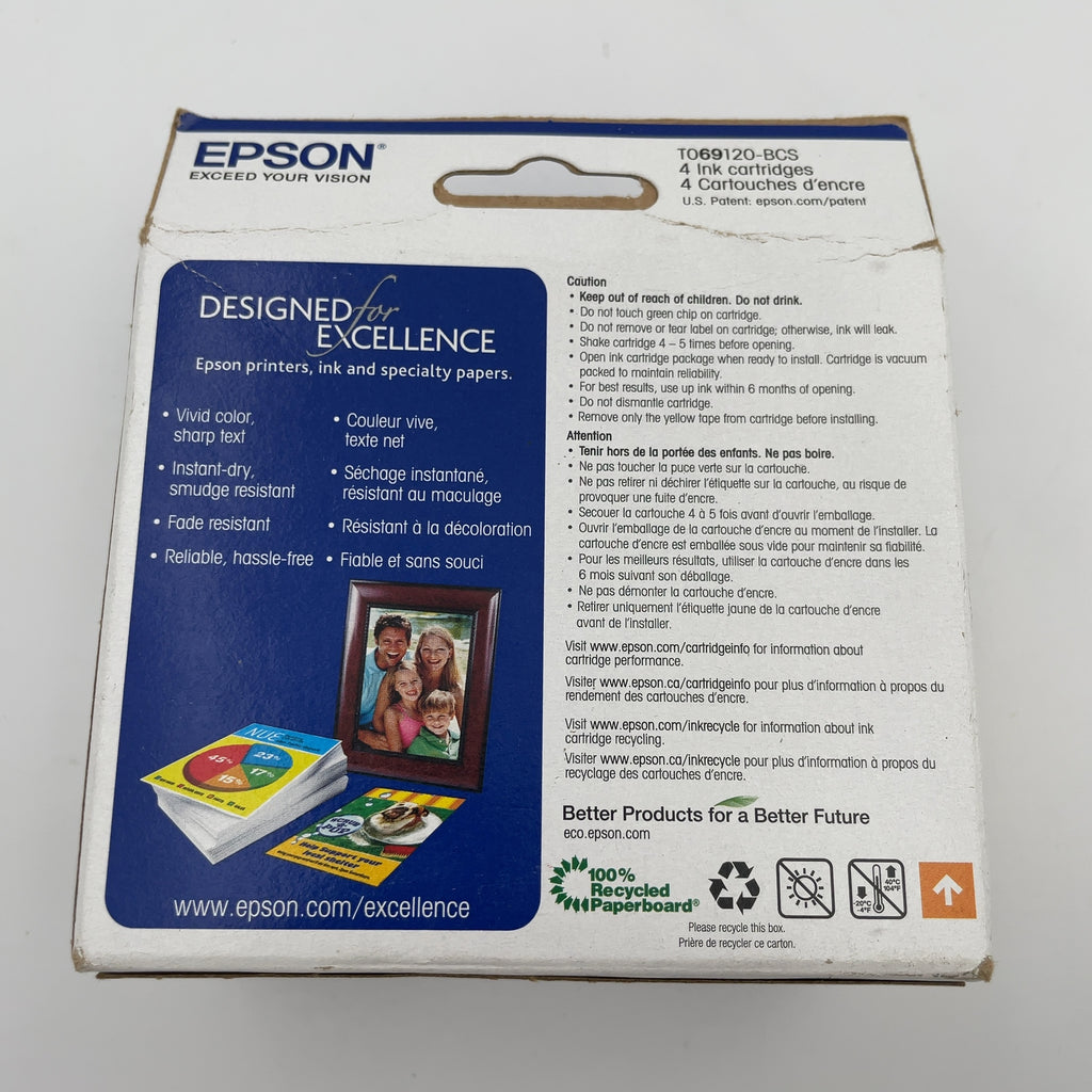 Epson 69 4Pk Combo Ink Cartridges - Black/Cyan/Magenta/Yellow (T069120Bcs): Epson Printer Ink Series, Standard Yield (Please Be Advised That Sets May Be Missing Pieces Or Otherwise Incomplete.)