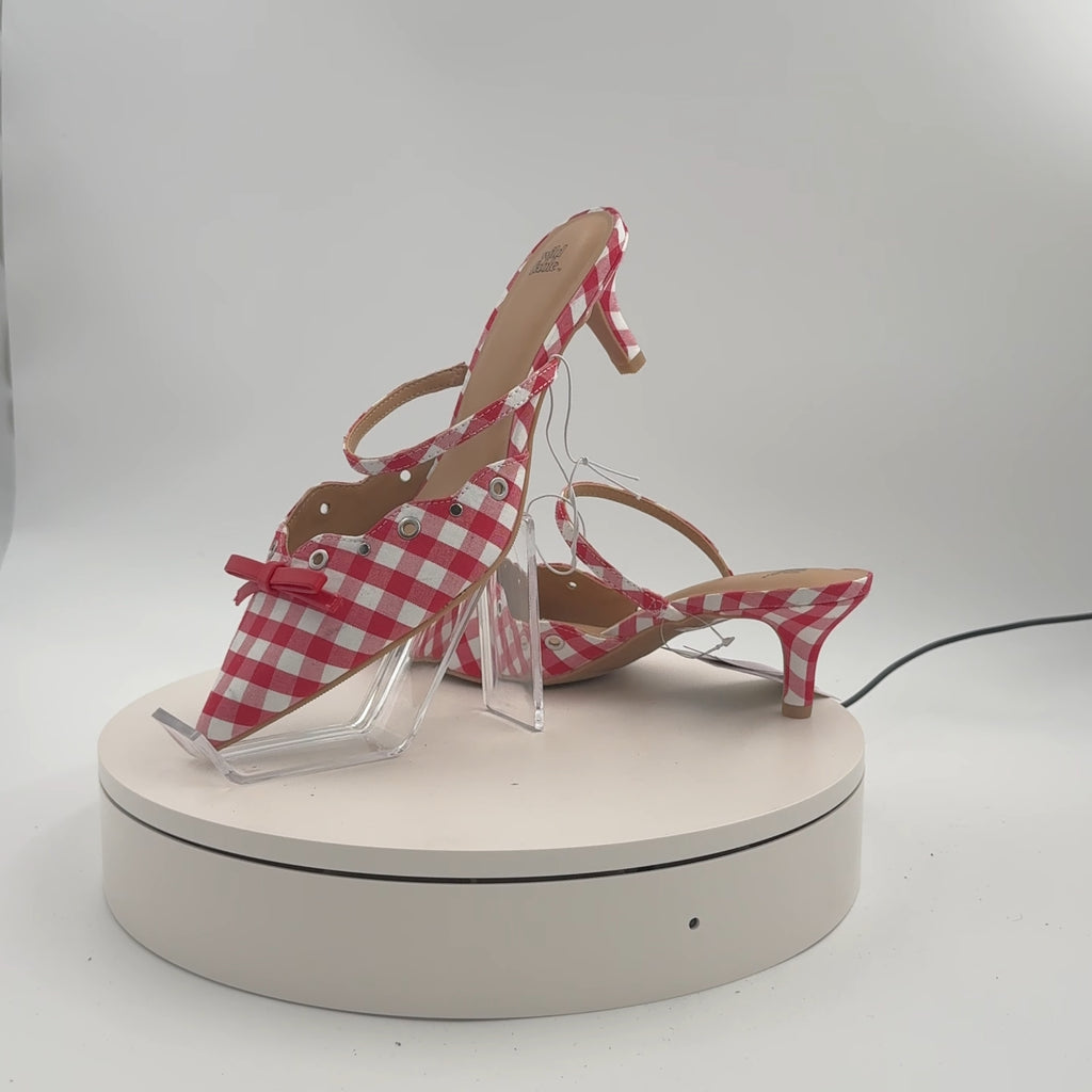 Women's Lysandra Gingham Eyelet Kitten Heels - Wild Fable Red 9: Slip-On Pumps, Pointed Toe, 2" Louis Heel, Textured Outsole