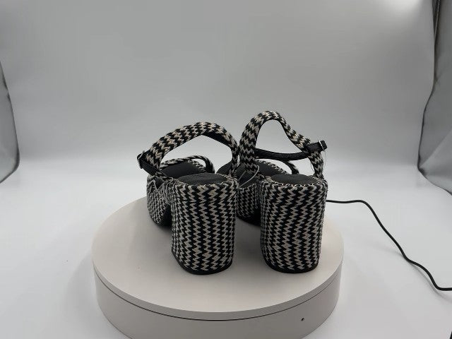 Women's Madeline Woven Platform Sandal Heels with Memory Foam Insole - Universal Thread Black 8: Ankle Strap, Block Heel