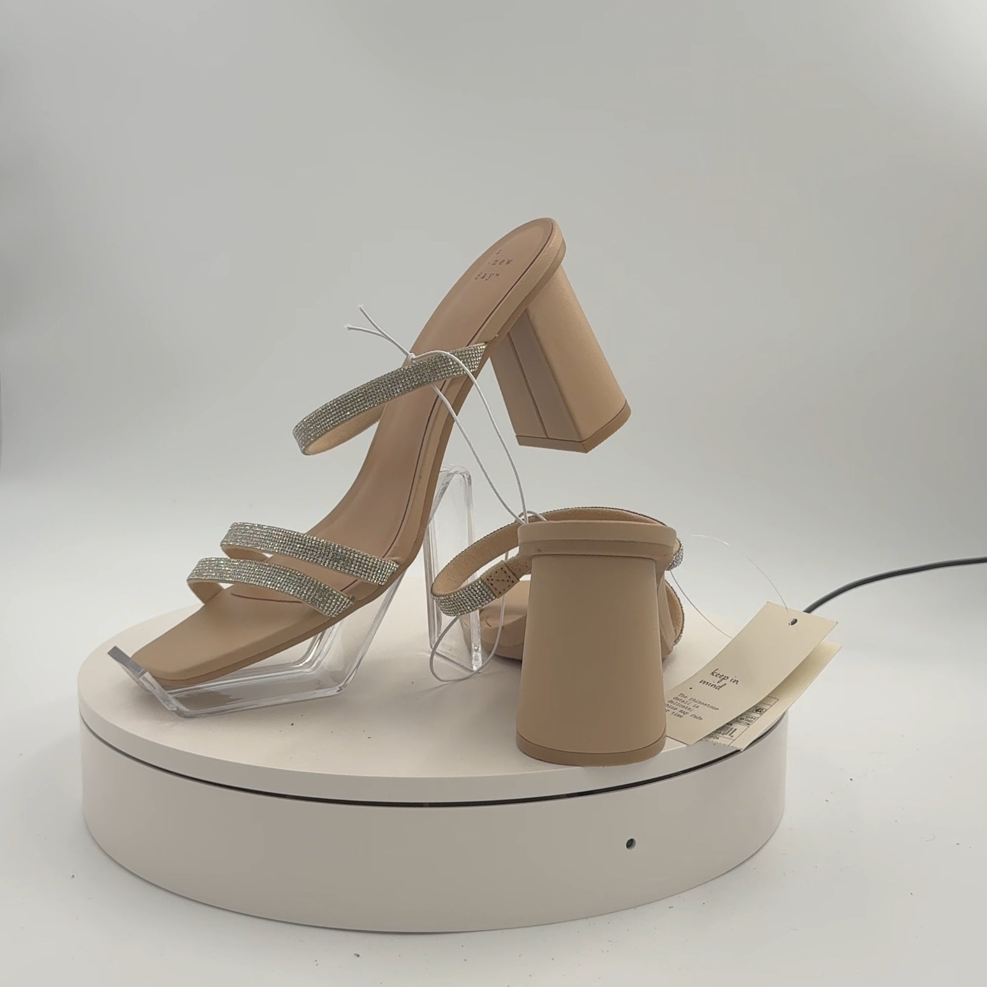 Women's Stacy Mule Heels - A New Day Silver 10: Slip-On Block Heel, Open Toe, Cushioned Insole, Textured Outsole