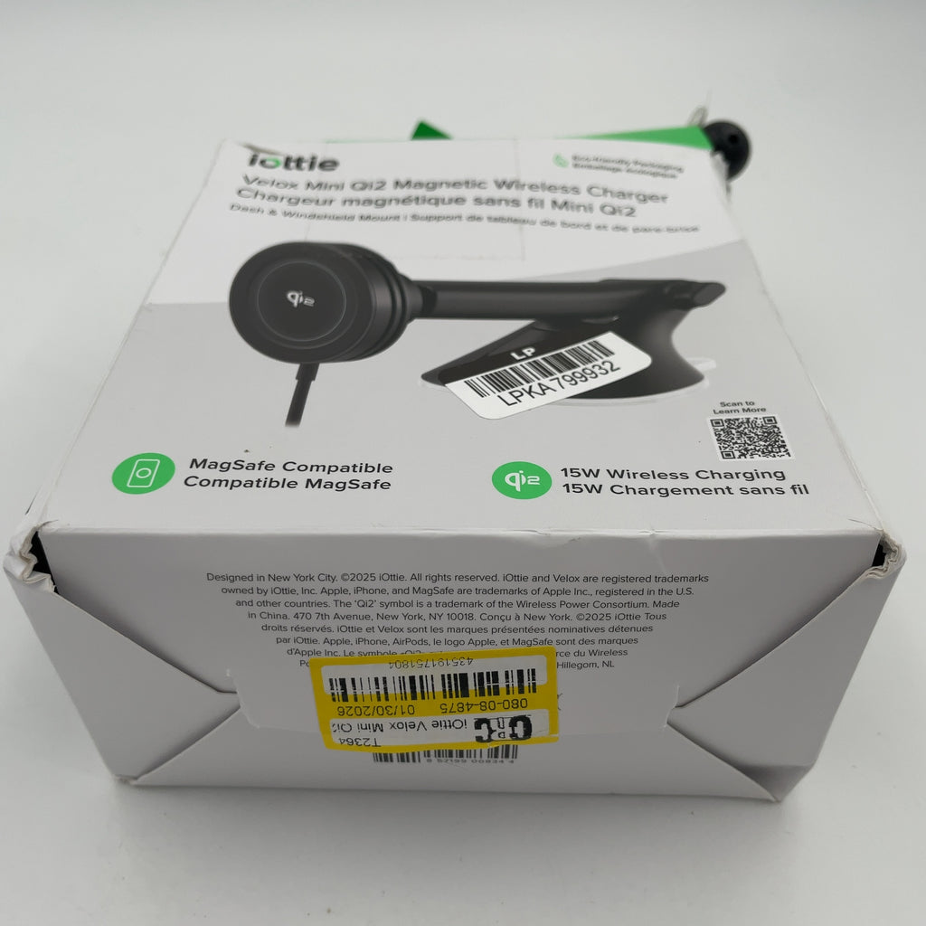 Iottie Velox Mini Qi2 Wireless Dash & Windshield Car Phone Mount - Black: Usb-C Car Accessories