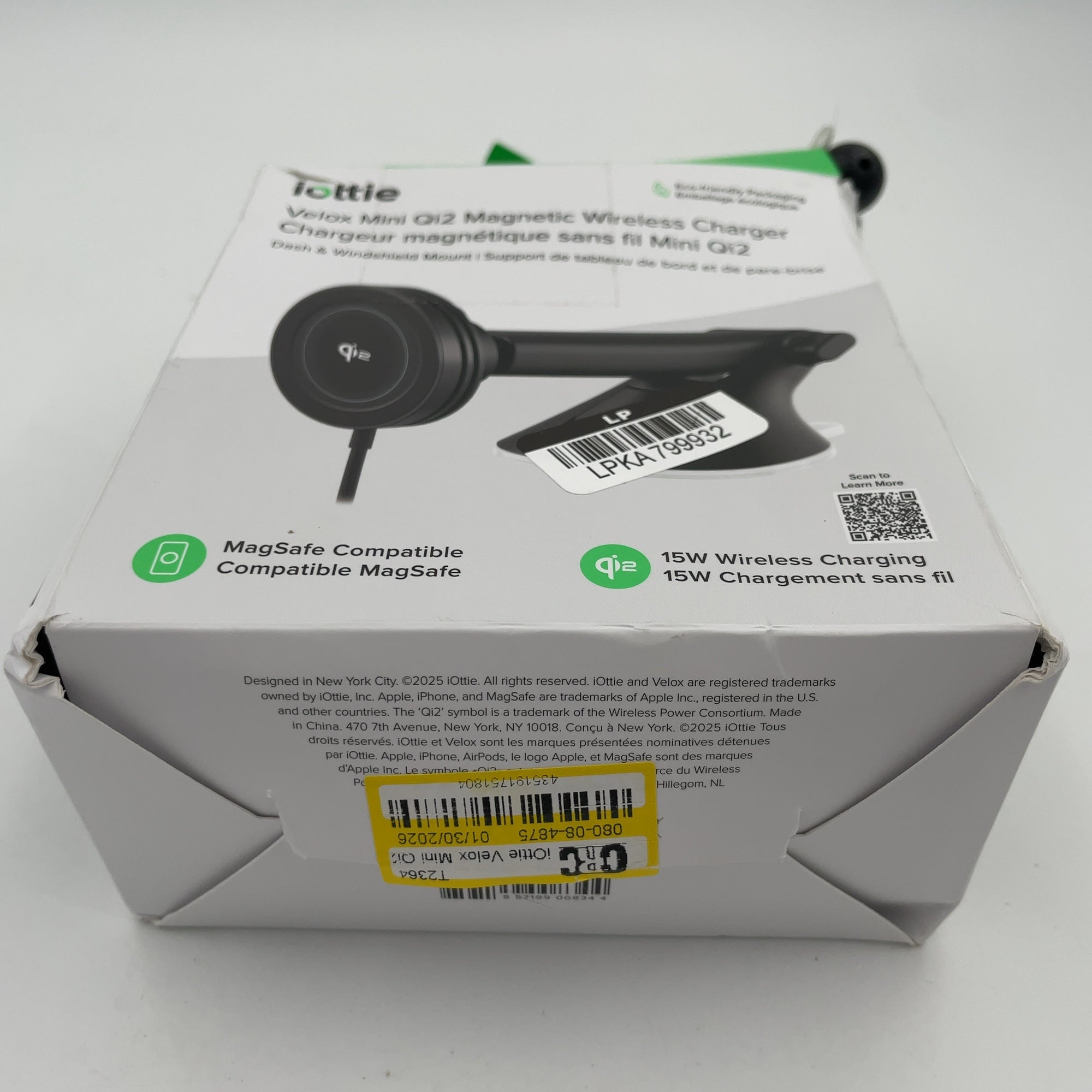 Iottie Velox Mini Qi2 Wireless Dash & Windshield Car Phone Mount - Black: Usb-C Car Accessories