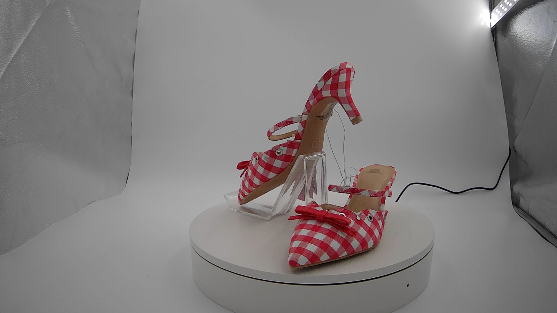 Women's Lysandra Gingham Eyelet Kitten Heels - Wild Fable Red 7: Slip-On, Pointed Toe, Louis Heel