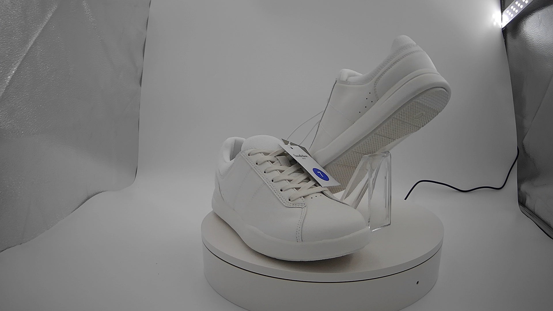 Men's Scout Sneakers - Goodfellow & Co White 7: Lace Up, Cushioned Footbed, Mesh Construction
