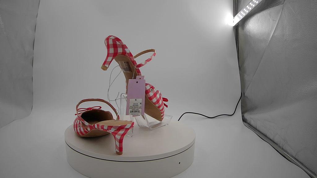 Women's Lysandra Gingham Eyelet Kitten Heels - Wild Fable Red 9.5: Slip-On, Pointed Toe, Louis Heel