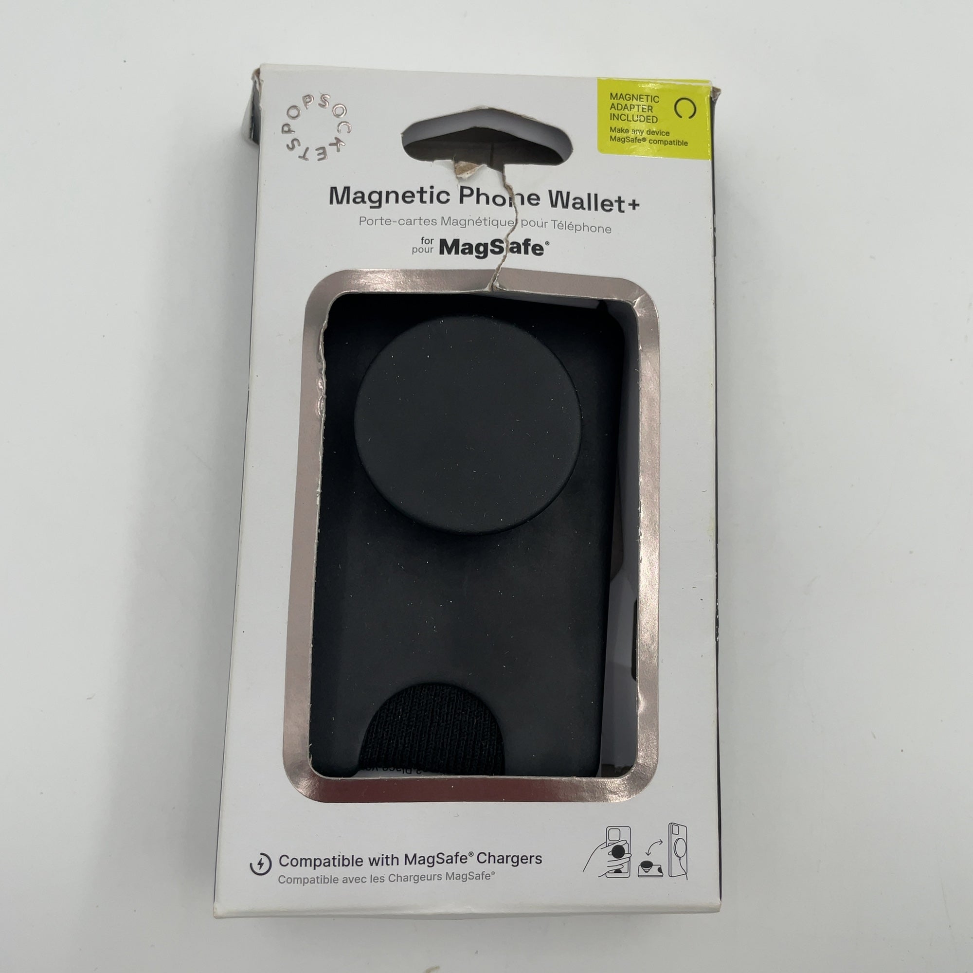 Popsockets Magnetic Phone Wallet With Grip And Magsafe, Magnetic Adapter Ring Included - Black
