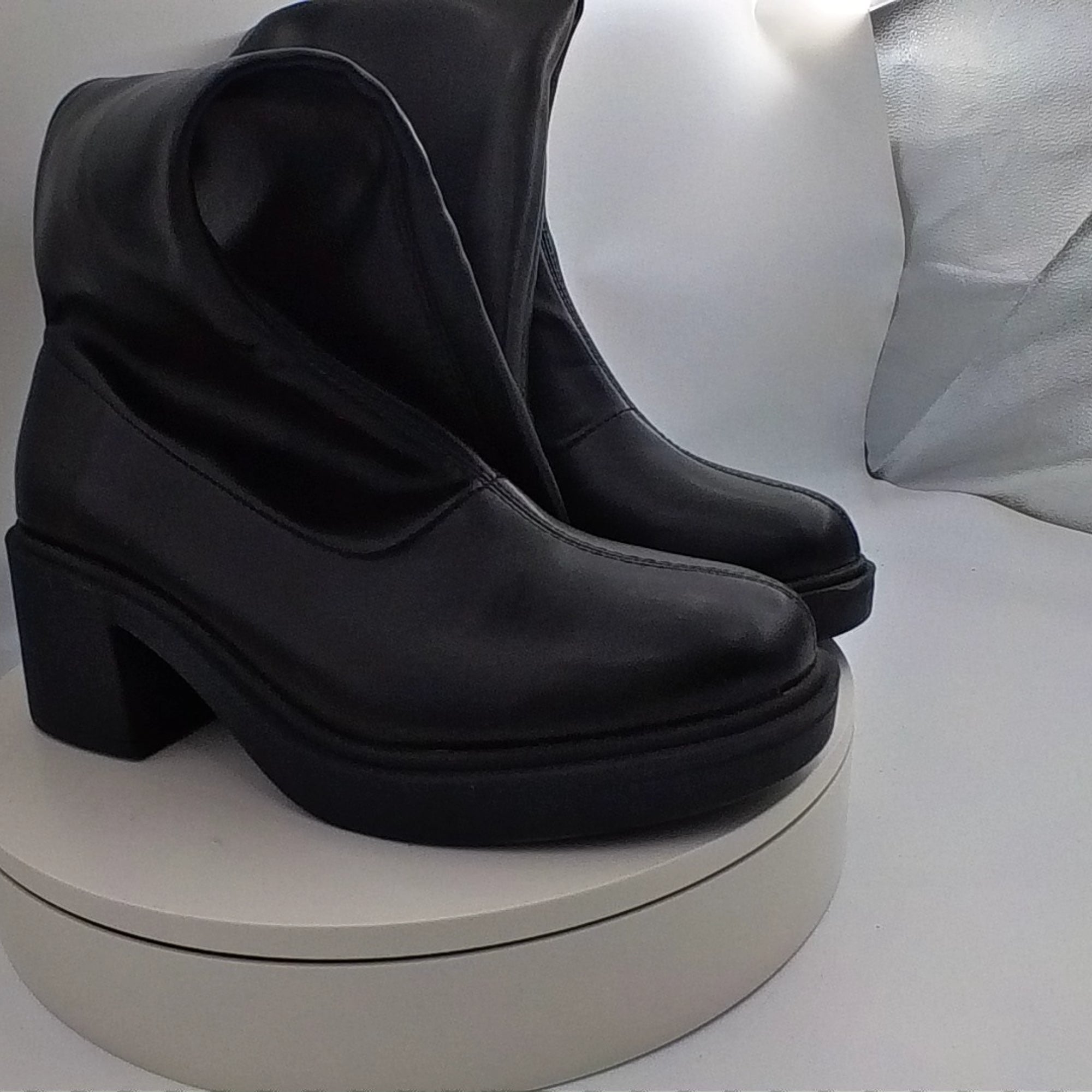 Women's Danika Stretch Tall Combat Boots With Memory Foam Insole - Wild Fable Black 8.5 - Like New U001