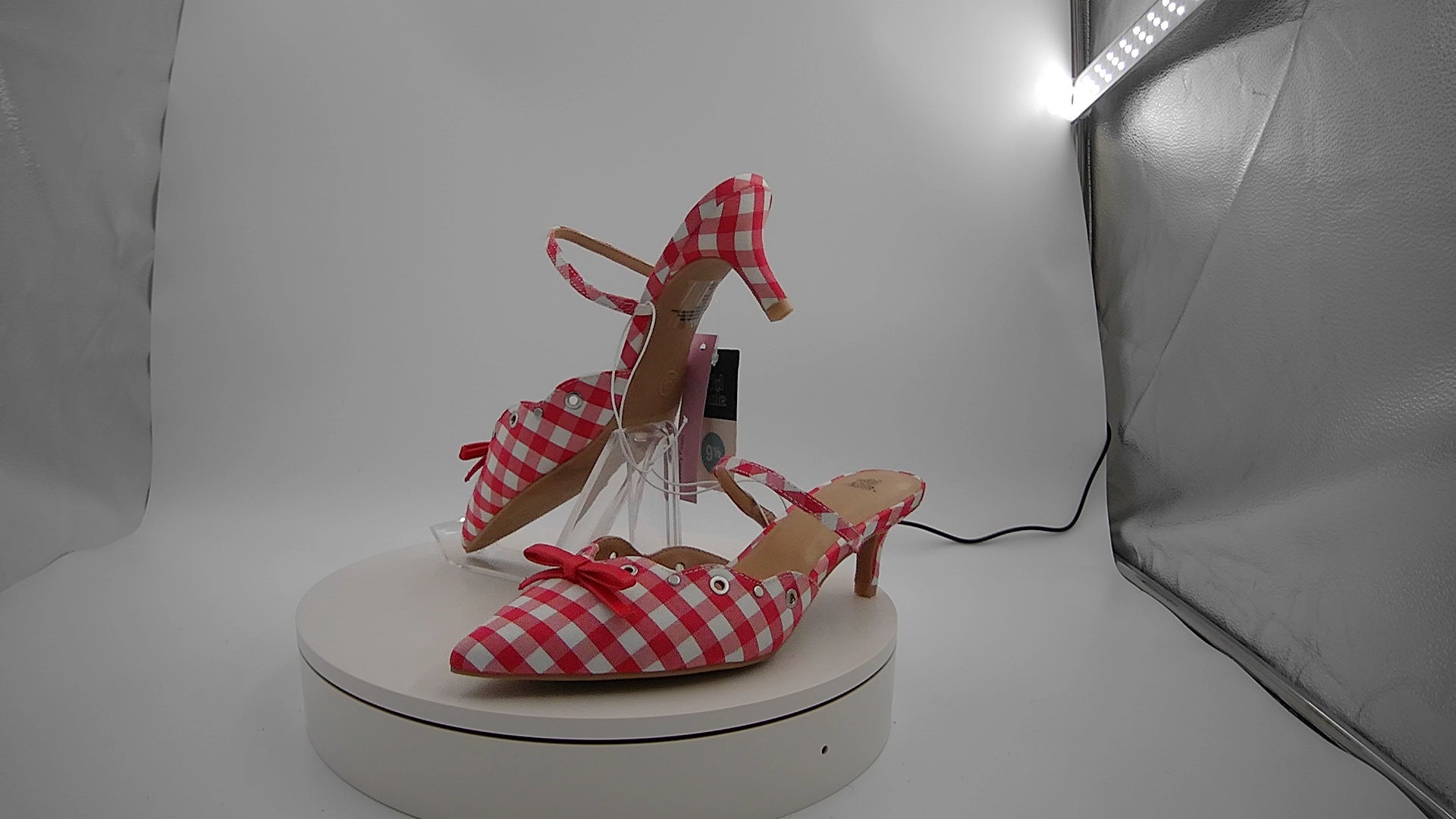 Women's Lysandra Gingham Eyelet Kitten Heels - Wild Fable Red 9.5: Slip-On, Pointed Toe, Louis Heel
