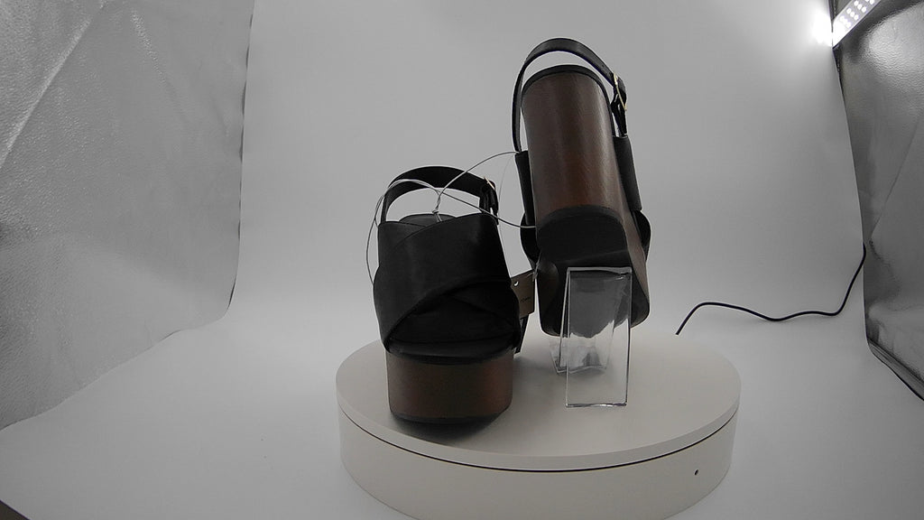 Women's Naomi Wood Wedge Heels with Memory Foam Insole - Universal Thread Black 7.5: Ankle Strap, Open Toe