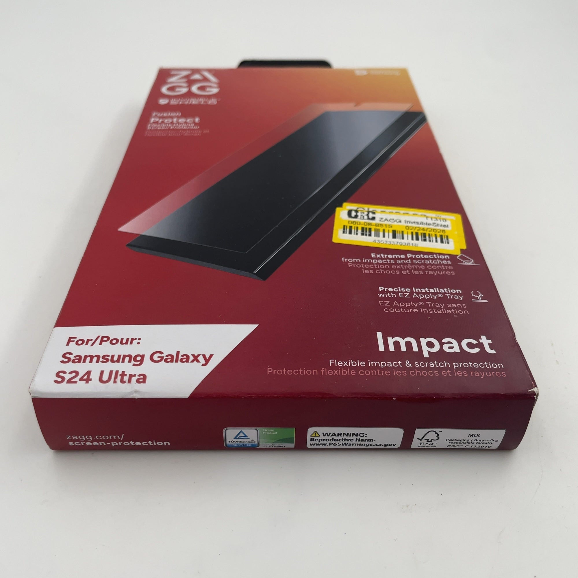 Zagg Invisibleshield Samsung Galaxy S24 Ultra Fusion Screen Protector: Scratch-Resistant, Self-Adhesive Glass