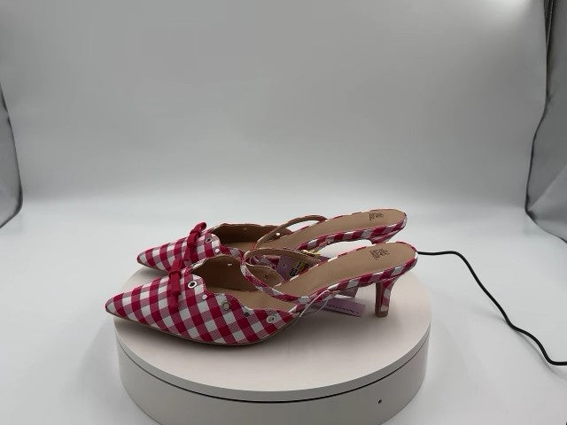 Women's Lysandra Gingham Eyelet Kitten Heels - Wild Fable Red 11: Slip-On Pumps, Pointed Toe, 2" Louis Heel, Medium Width