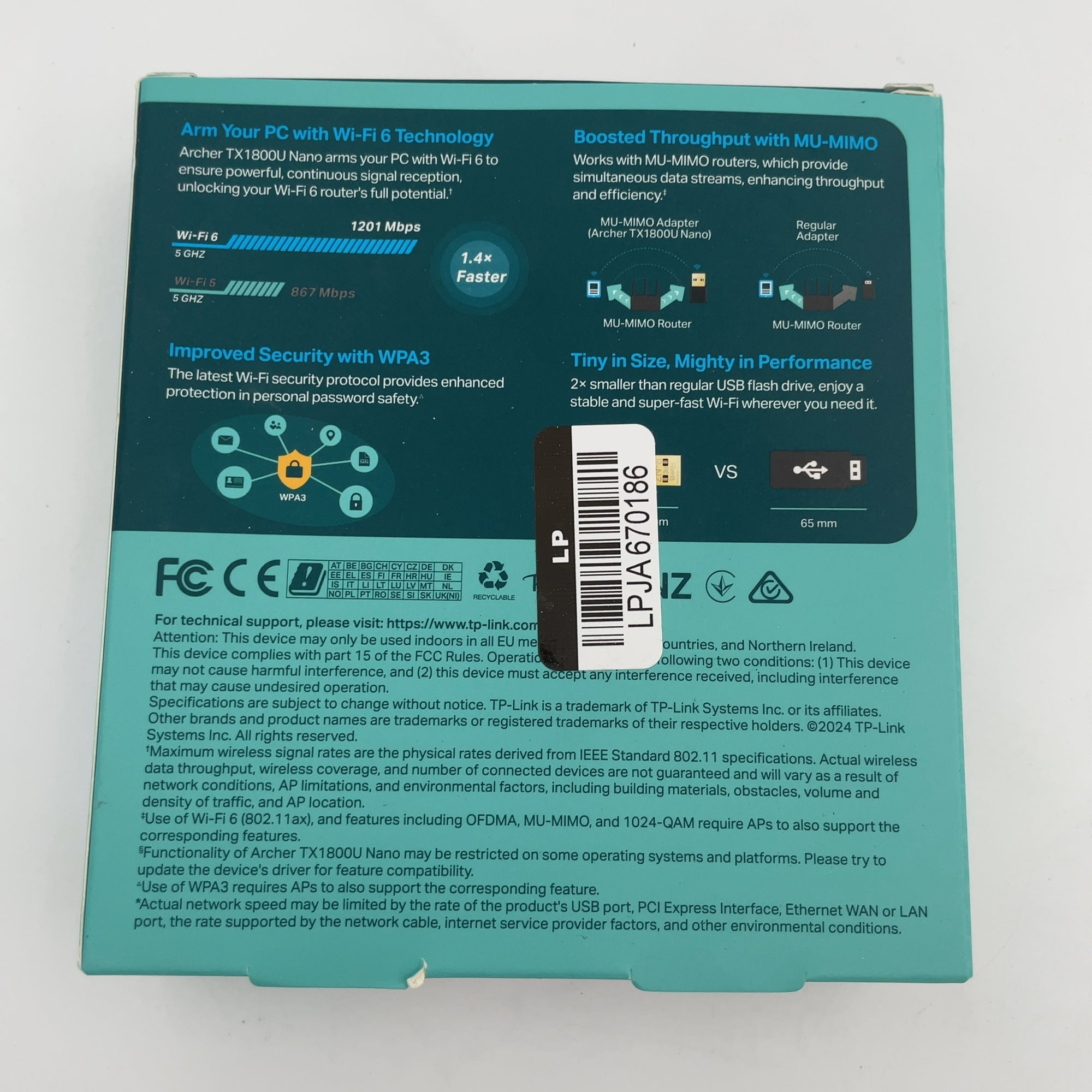 Tp-Link Archer Tx1800U Nano Wi-Fi Usb Adapter: Dual Band Wireless 6 Adapter