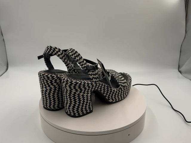 Women's Madeline Woven Platform Sandal Heels with Memory Foam Insole - Universal Thread Black 8.5: Ankle Strap, Block Heel