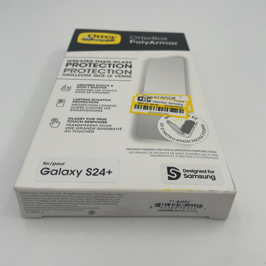Otterbox Samsung Galaxy S24+ Polyarmor Screen Protection: Scratch-Resistant Glass