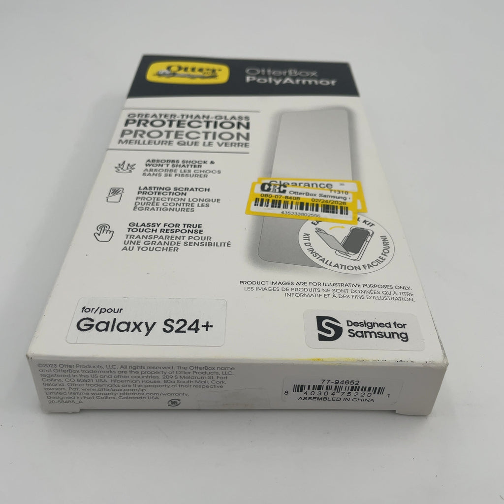 Otterbox Samsung Galaxy S24+ Polyarmor Screen Protection: Scratch-Resistant Glass