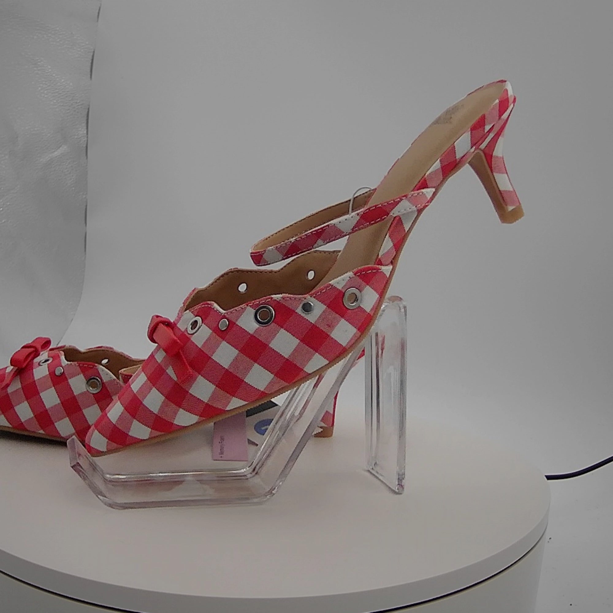 Women's Lysandra Gingham Eyelet Kitten Heels - Wild Fable Red 7.5: Slip-On Pumps, Pointed Toe, 2" Louis Heel, Textured Outsole
