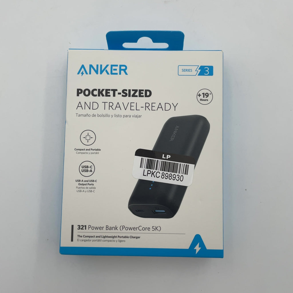 Anker 5000Mah Power Bank Powercore 5K 12W 1A1C - Black: Dual Output, Usb & Usb-C