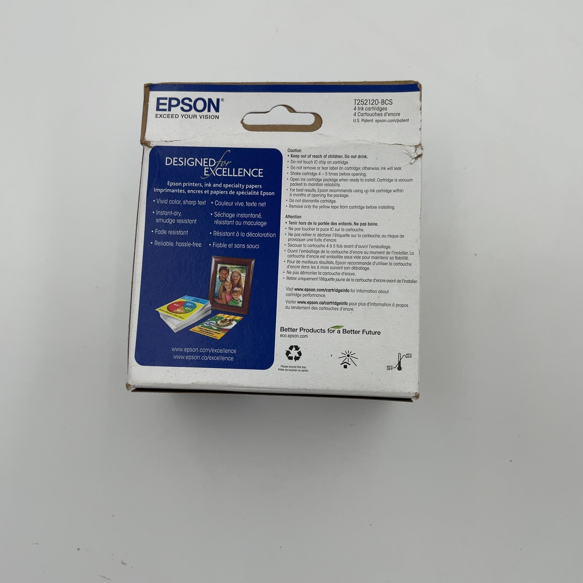 Epson 252 Black, C/M/Y 4pk Combo Ink Cartridges - Black, Cyan, Magenta, Yellow (T252120-BCS): Standard Yield, 4 Colors, Printer Ink Combo Pack (Please be advised that sets may be missing pieces or otherwise incomplete.)