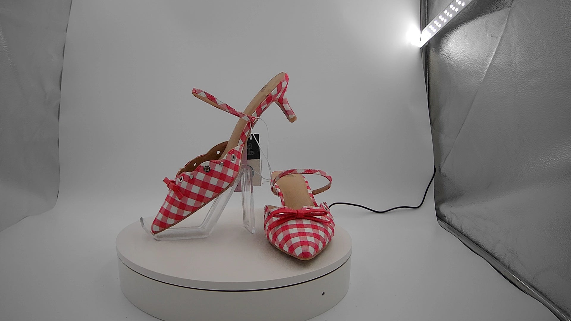 Women's Lysandra Gingham Eyelet Kitten Heels - Wild Fable Red 9.5: Slip-On, Pointed Toe, Louis Heel