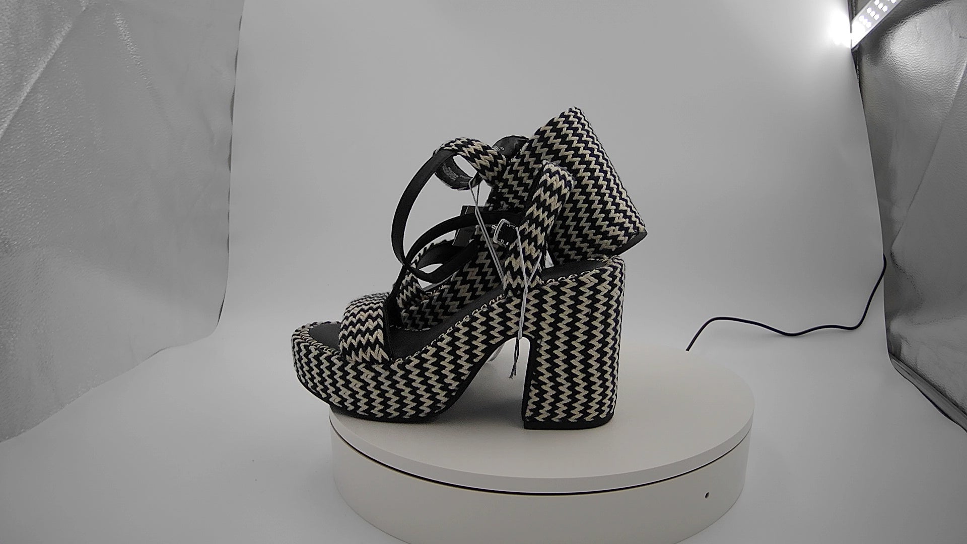 Women's Madeline Woven Platform Sandal Heels with Memory Foam Insole - Universal Thread Black 6: Ankle Strap, Block Heel