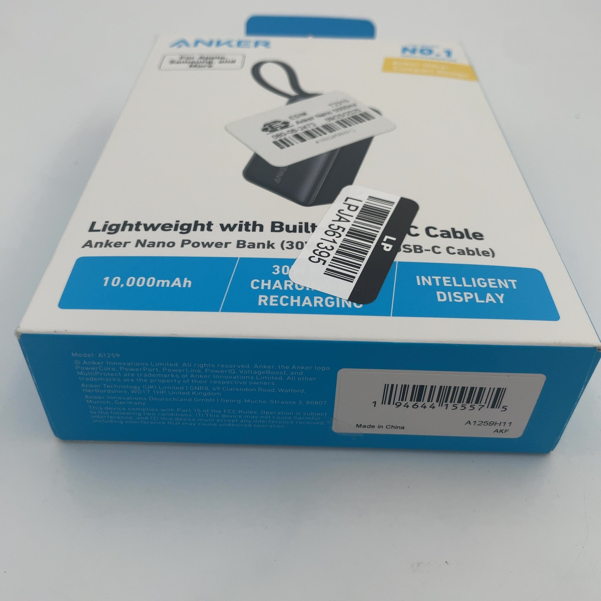 Anker 10000Mah 30W Power Bank With Built-In Cable - Black: Usb-C Compatible, Rechargeable, Apple Iphone Models