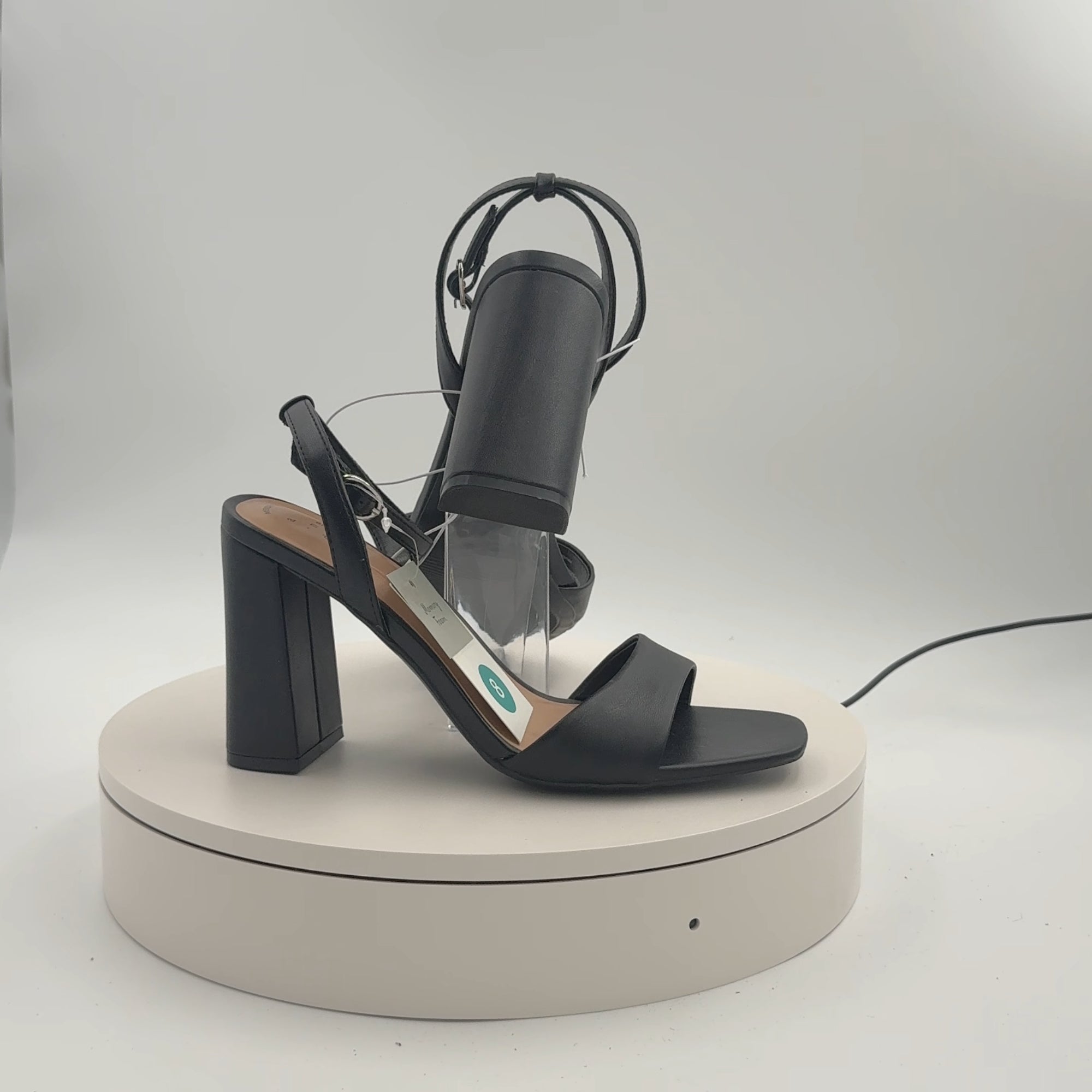 Women's Haley Ankle Strap Single Band Flare Heels With Memory Foam Insole - A New Day Black 8: Block Heel, Open Toe