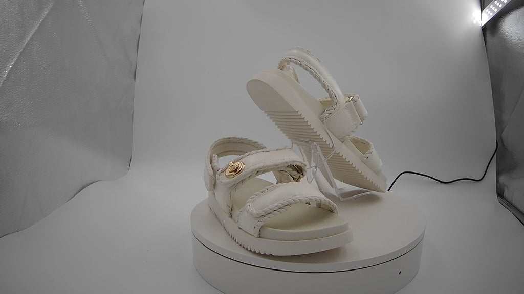 Women's Tilly Platform Footbed Sandals - A New Day Off-White 7: Cushioned Insole, Hook & Loop Closure