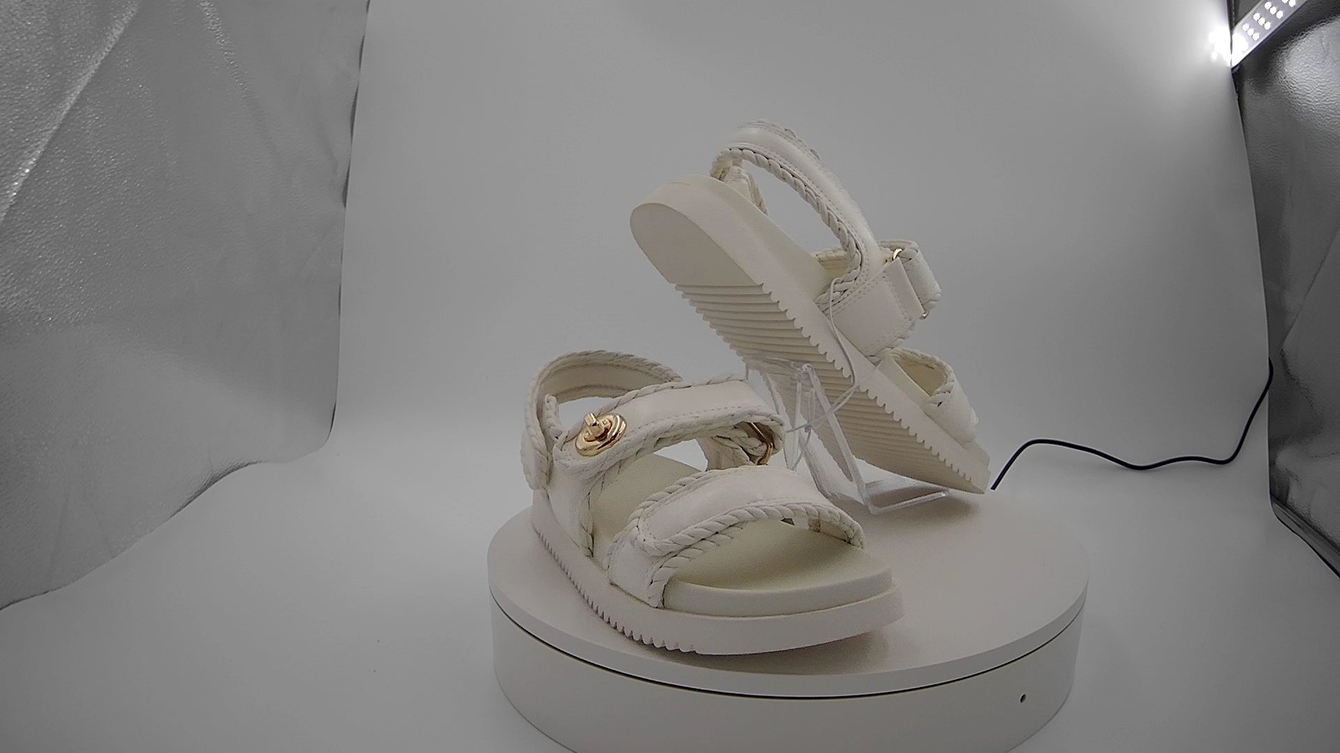 Women's Tilly Platform Footbed Sandals - A New Day Off-White 7: Cushioned Insole, Hook & Loop Closure