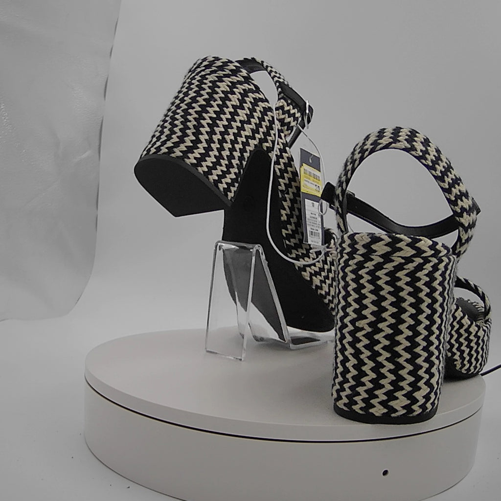 Women's Madeline Woven Platform Sandal Heels With Memory Foam Insole - Universal Thread Black 10: Ankle Strap, Block Heel