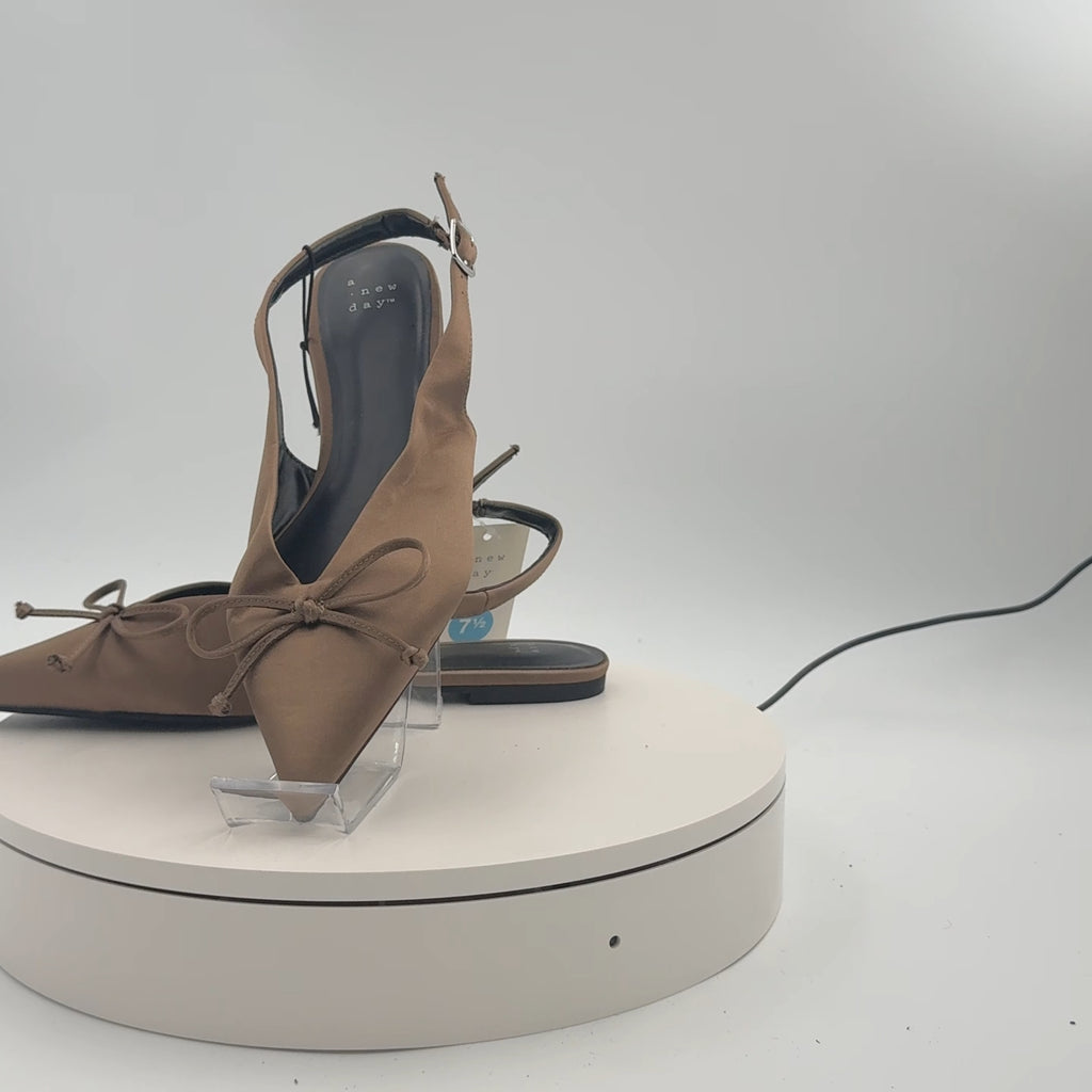 Women’s Camille Satin Slingback Bow Flats - A New Day Taupe 7.5