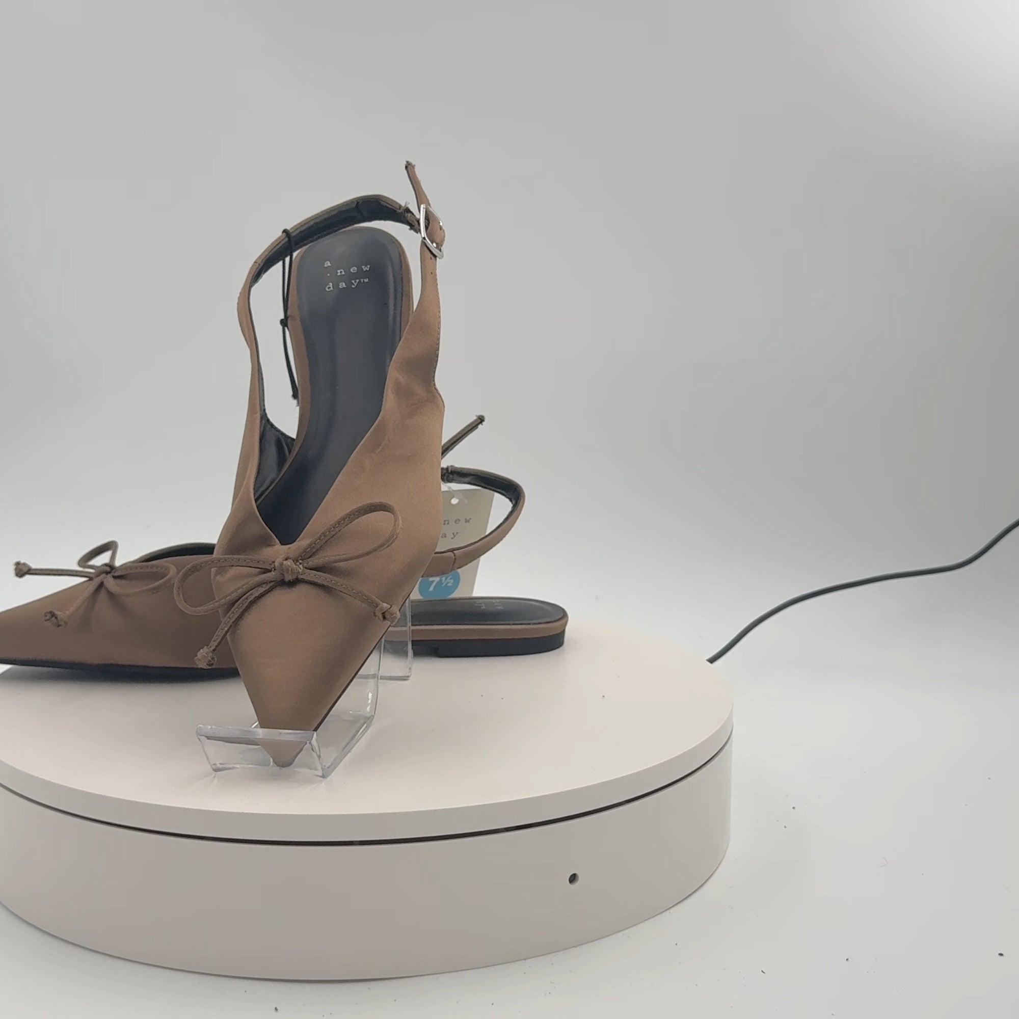 Women’s Camille Satin Slingback Bow Flats - A New Day Taupe 7.5