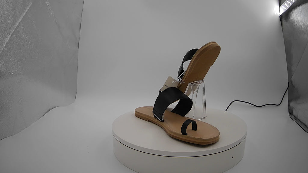 Women's Juno Toe Ring Flat Sandals - Universal Thread Black 9.5: Slip On, Memory Foam, Flexible Outsole