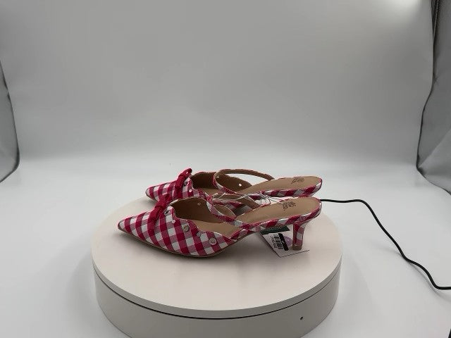 Women's Lysandra Gingham Eyelet Kitten Heels - Wild Fable Red 6.5: Slip-On Pumps, Pointed Toe, 2" Louis Heel, Medium Width