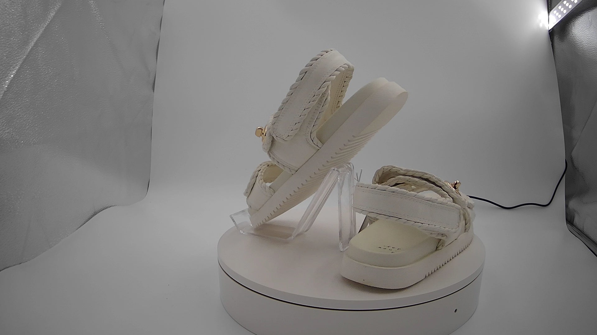 Women's Tilly Platform Footbed Sandals - A New Day Off-White 7: Cushioned Insole, Hook & Loop Closure