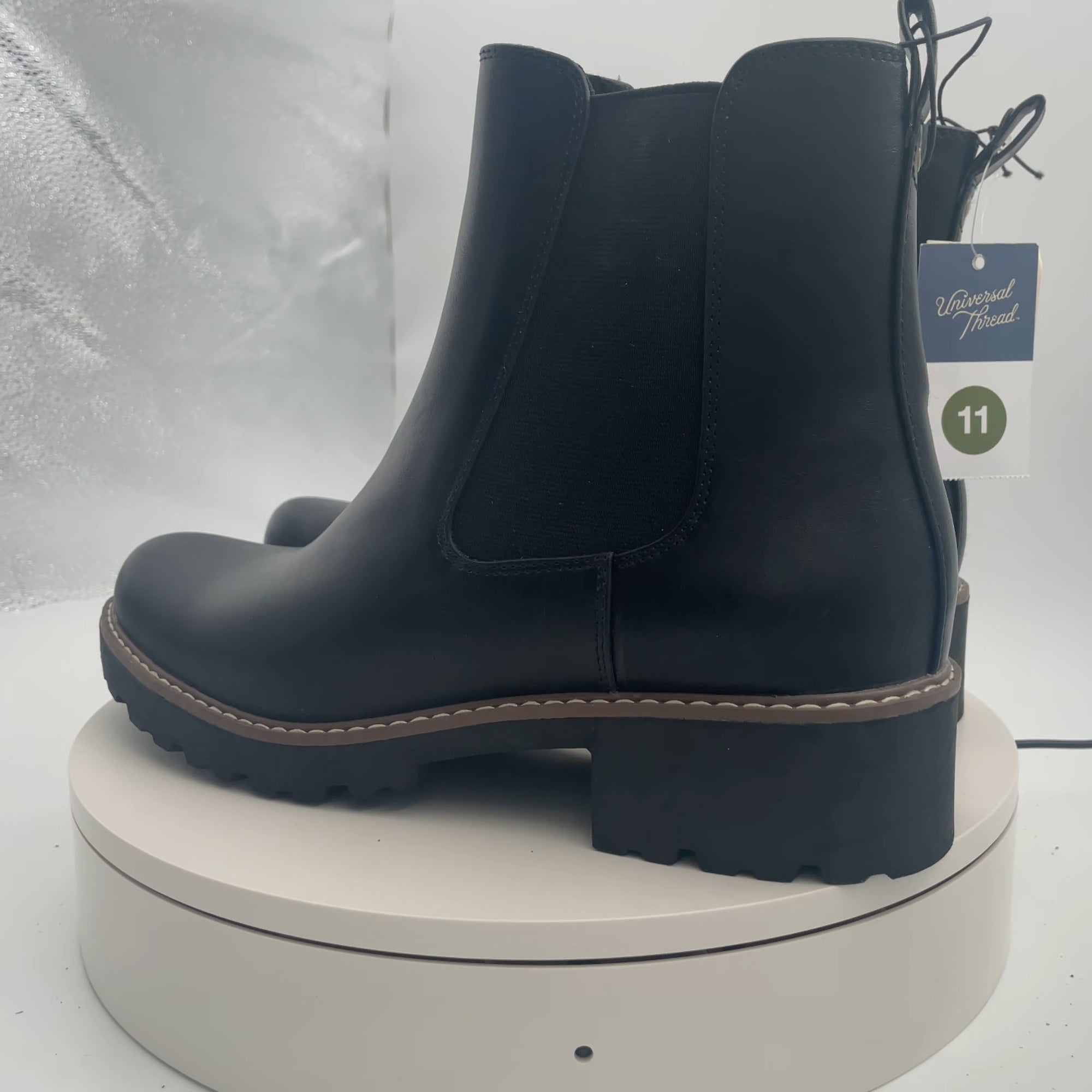 Women's Celina Ankle Chelsea Boots With Memory Foam Insole - Universal Thread Black 11: Ankle Height, Block Heel