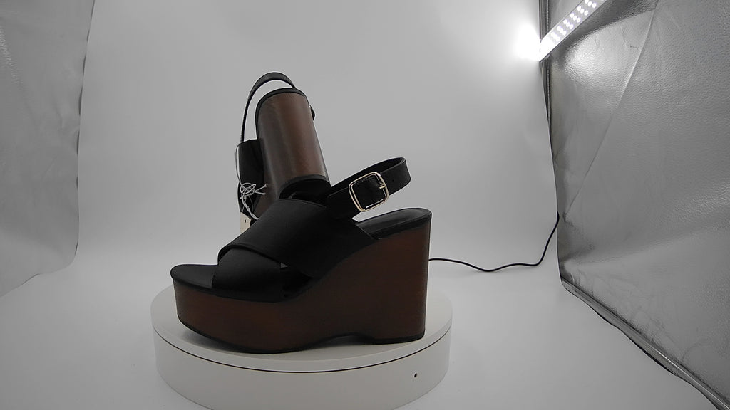 Women's Naomi Wood Wedge Heels with Memory Foam Insole - Universal Thread Black 6: Ankle Strap, Open Toe