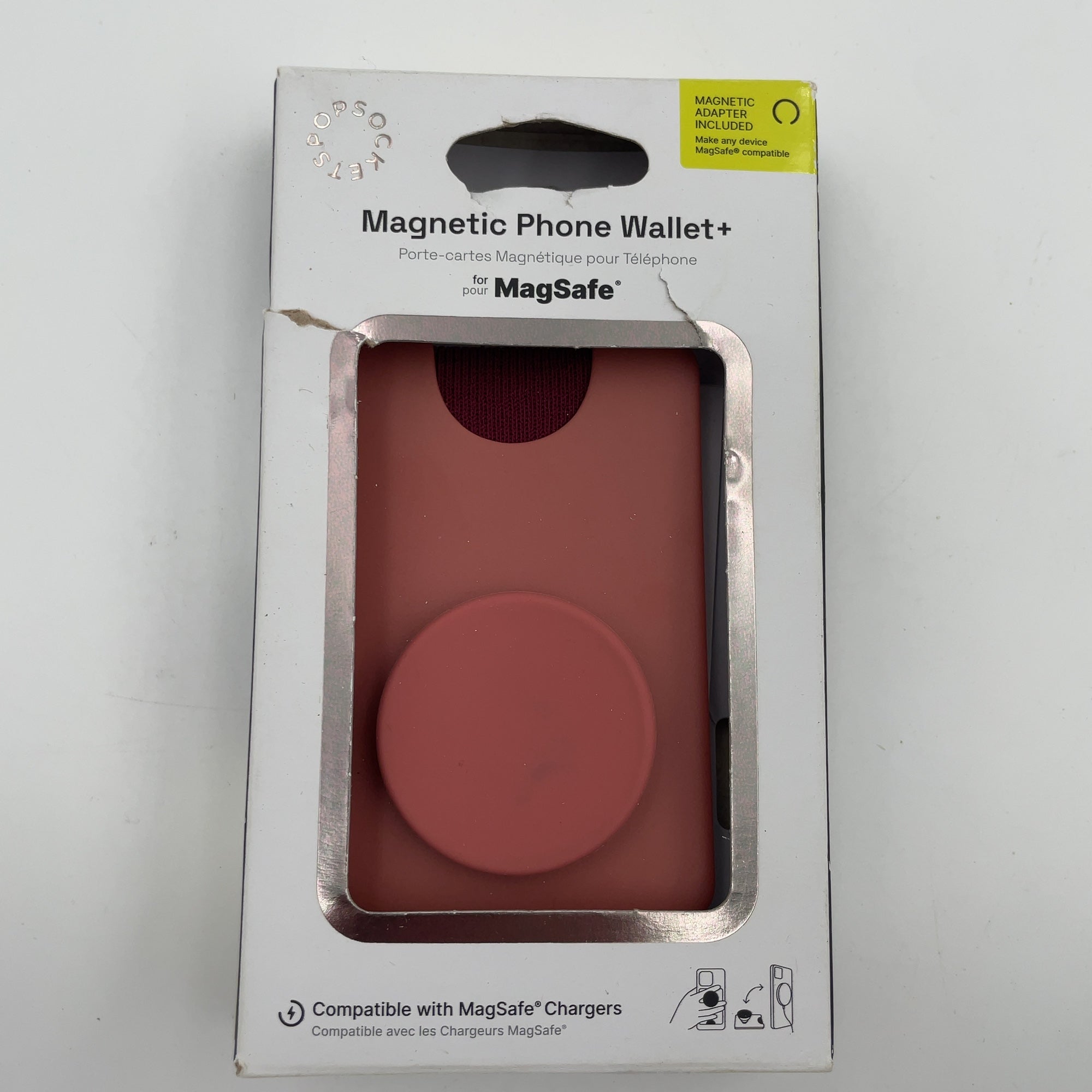 Popsockets Magnetic Phone Wallet With Grip And Magsafe, Magnetic Adapter Ring Included - Clay