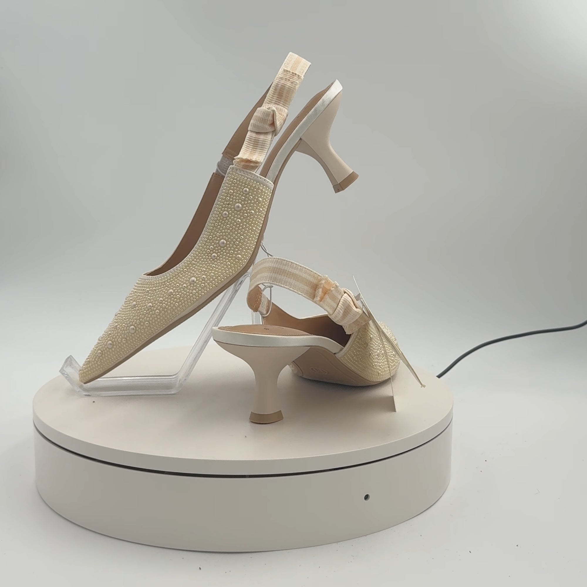 Women's Milan Pearl Slingback Heels - A New Day Ivory 11: Satin Pointed Toe, Cushioned Insole