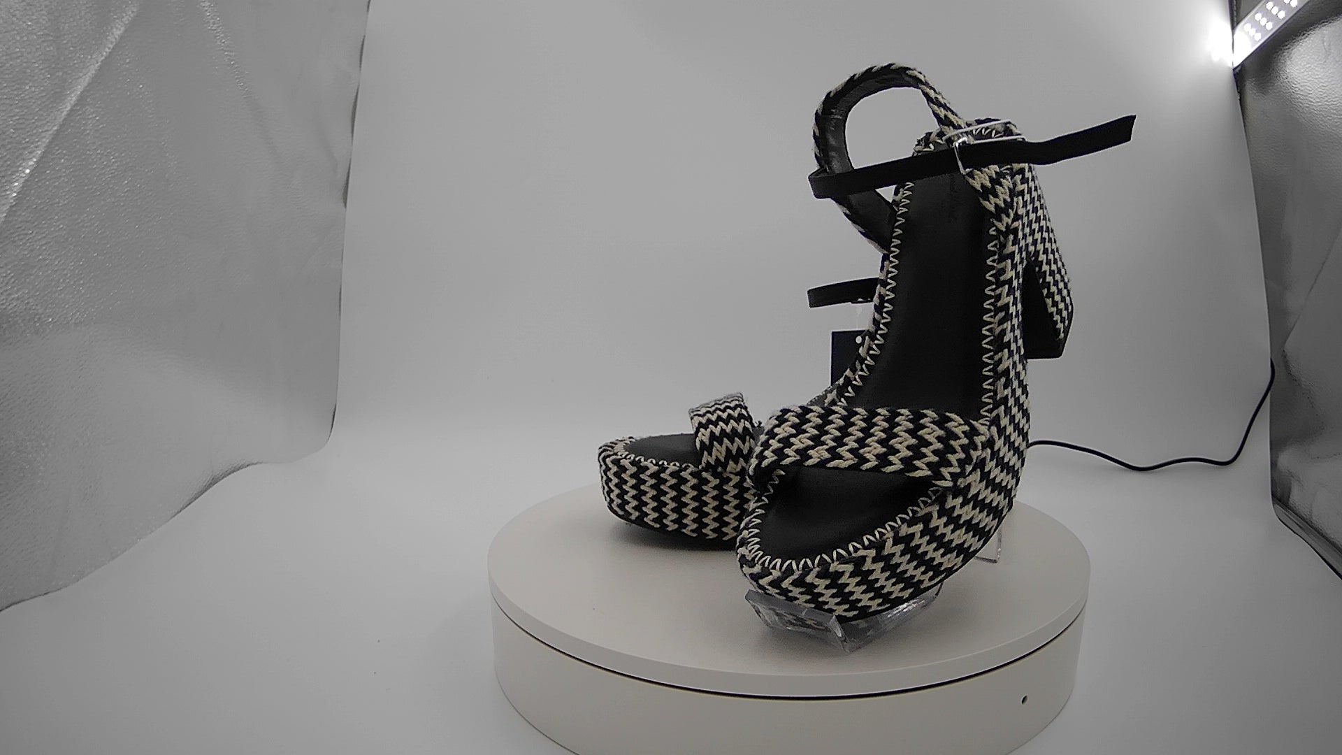 Women's Madeline Woven Platform Sandal Heels with Memory Foam Insole - Universal Thread Black 7.5: Ankle Strap, Block Heel