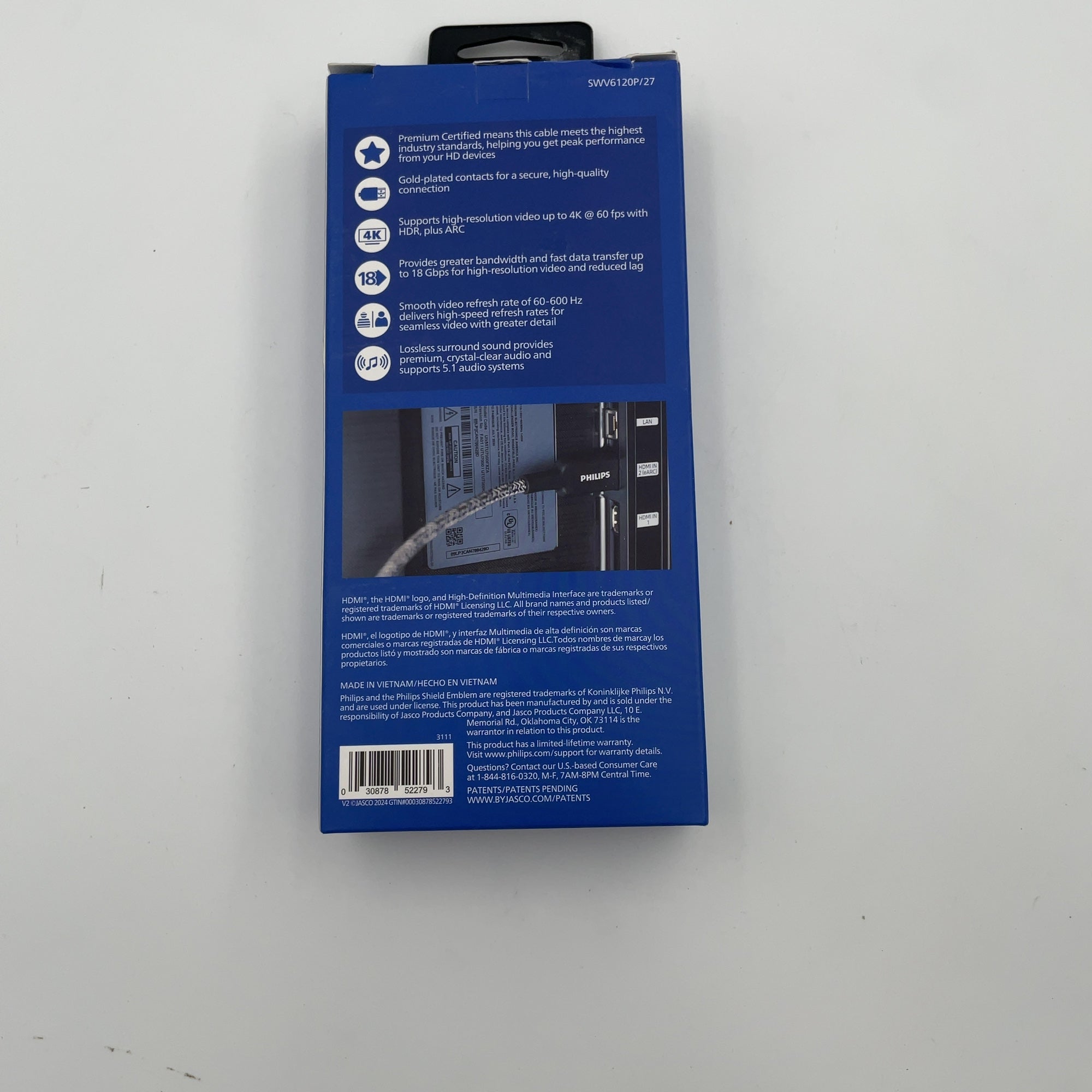 Philips 4' Elite Premium High-Speed Hdmi Cable With Ethernet, 4K@60Hz - Braided: Male-To-Male Connections