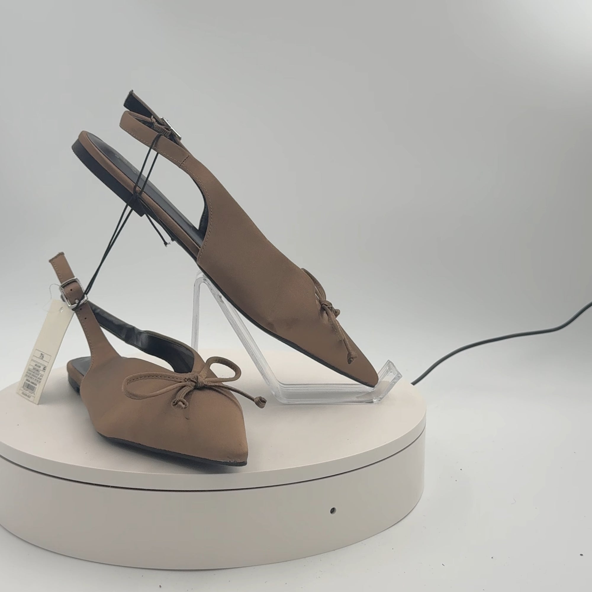 Women’s Camille Satin Slingback Bow Flats - A New Day Taupe 7.5
