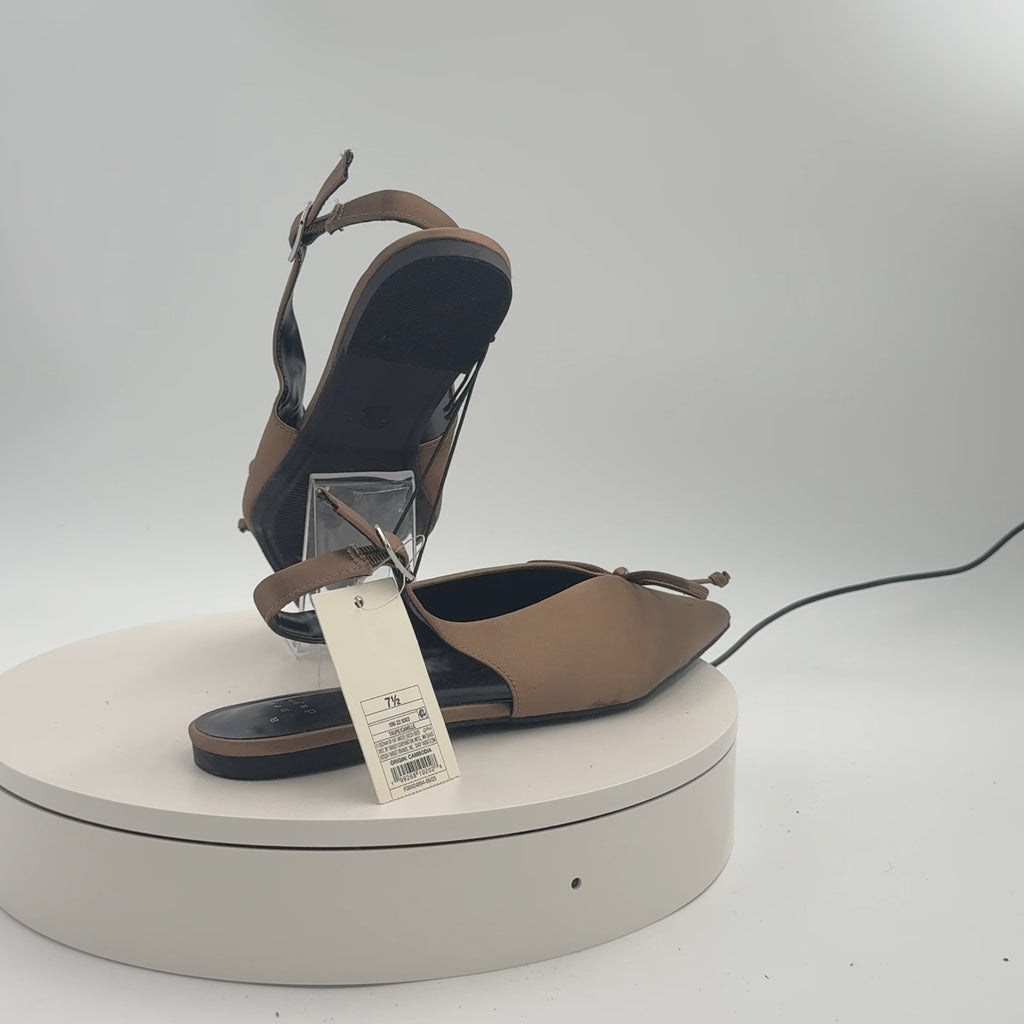 Women’s Camille Satin Slingback Bow Flats - A New Day Taupe 7.5