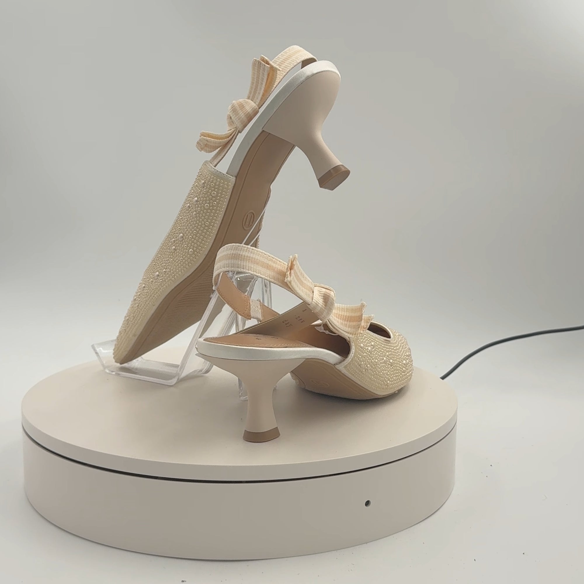 Women's Milan Pearl Slingback Heels - A New Day Ivory 11: Satin Pointed Toe, Cushioned Insole