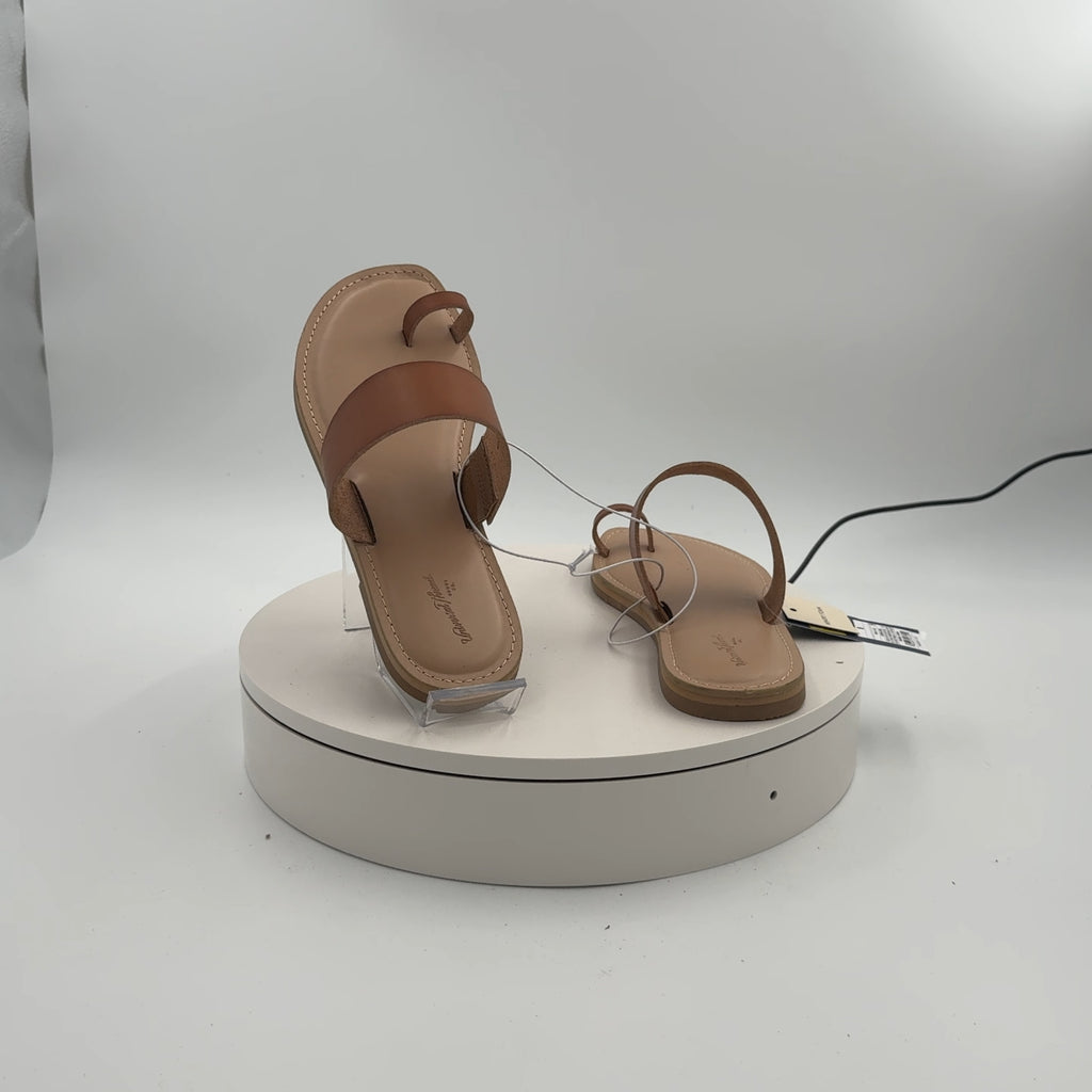 Women's Juno Toe Ring Flat Sandals - Universal Thread Cognac 8: Memory Foam, Slip On, Open Square Toe