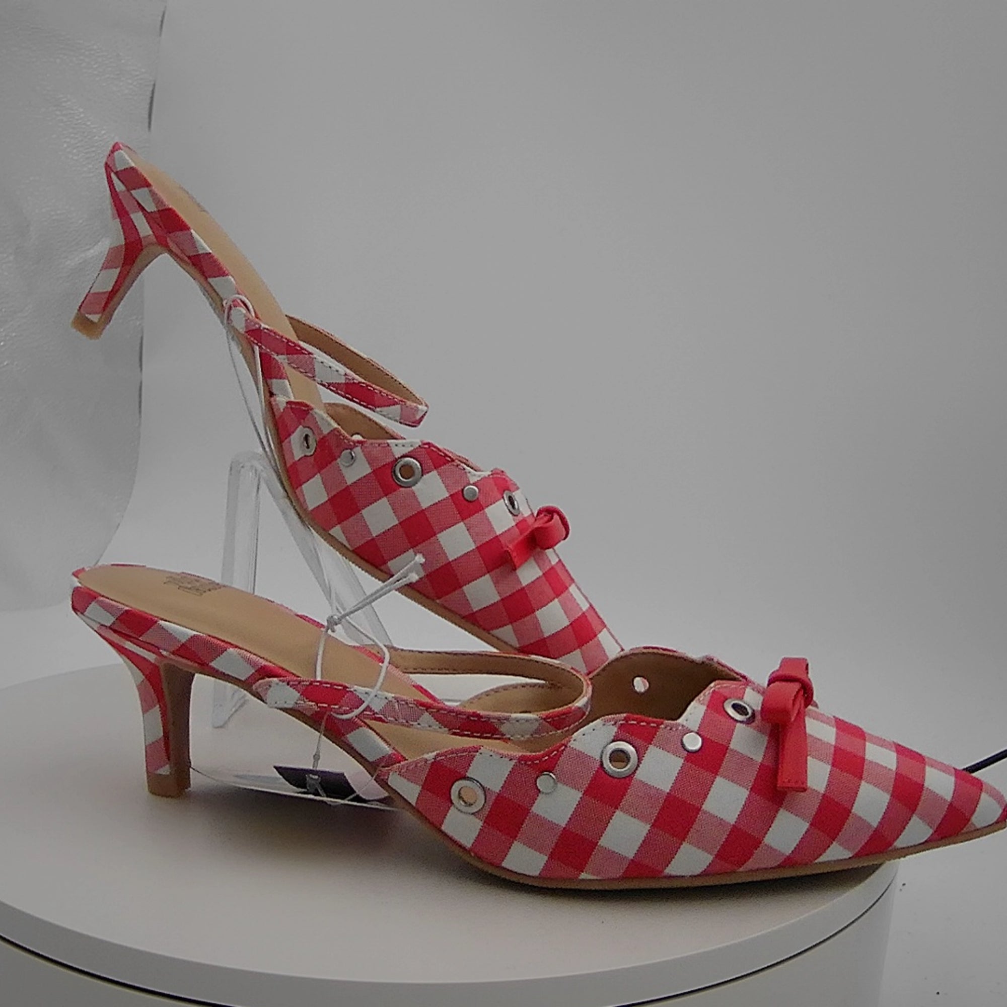 Women's Lysandra Gingham Eyelet Kitten Heels - Wild Fable Red 7.5: Slip-On Pumps, Pointed Toe, 2" Louis Heel, Textured Outsole