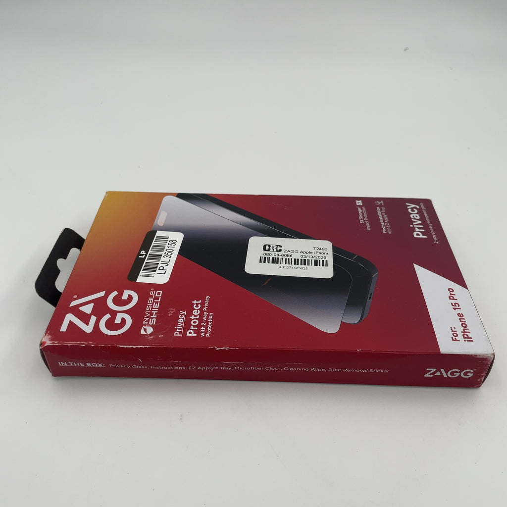 Zagg Apple Iphone 15 Pro Glass Elite Privacy Screen Protector: Scratch-Resistant, Anti-Fingerprint, Sturdy Construction