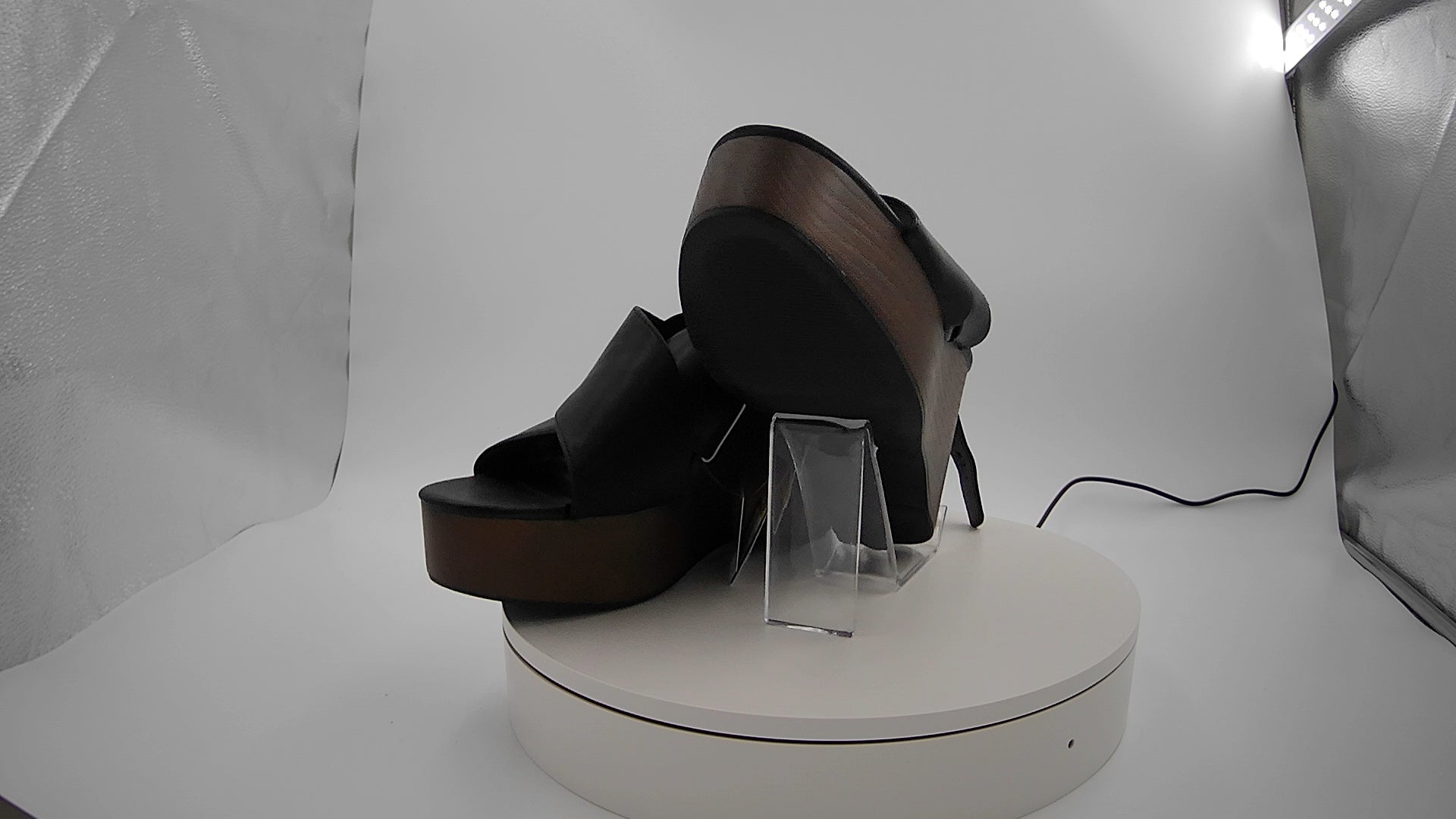 Women's Naomi Wood Wedge Heels with Memory Foam Insole - Universal Thread Black 11: Ankle Strap, Open Toe, Buckle Closure