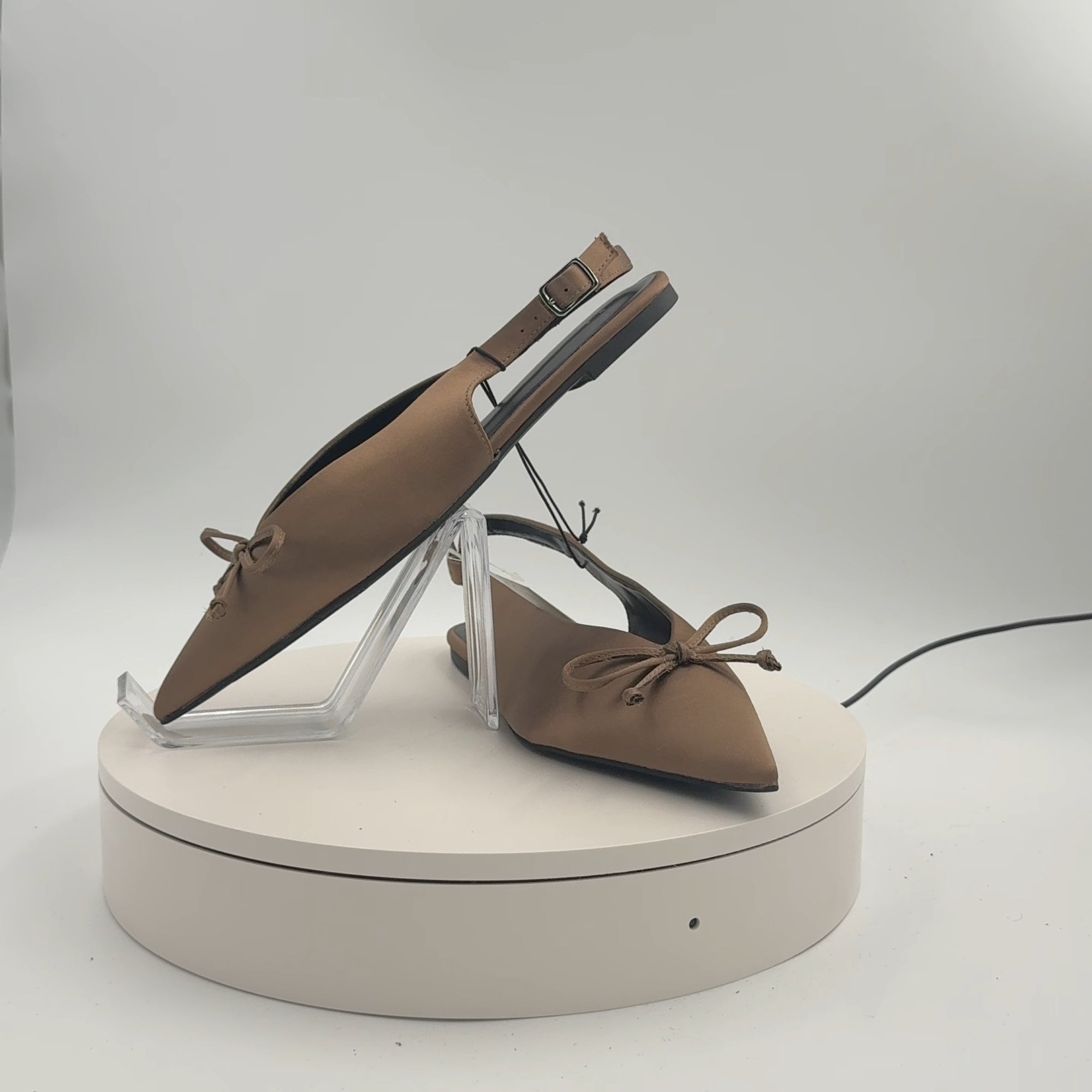 Women’s Camille Satin Slingback Bow Flats - A New Day Taupe 8